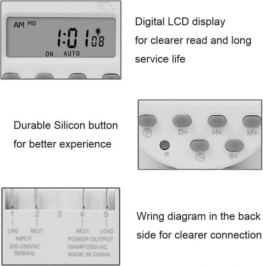 Sinotimer Digital Timer 1 Second Interval 230v Programmable Lcd Digital Timer 7-day Weekly Use Cn101s-2