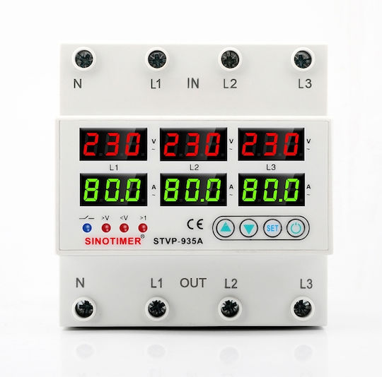 Three-phase Relay Sinotimer Digital Voltage Protection Safety 220v 1-80a Stvp-935-80a Automatic Recovery