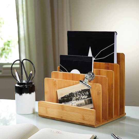 Relaxdays Θήκη Αποθήκευσης Οργάνωσης Εγγράφων Bamboo Natural 4052025191313
