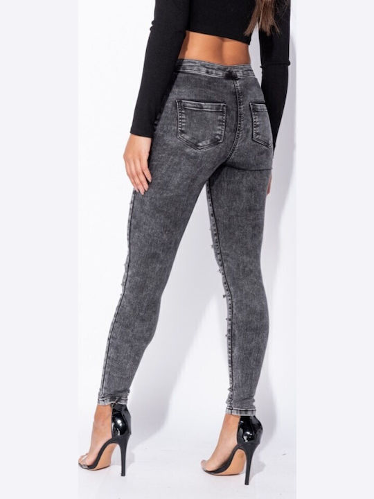 Rouxaki High Rise Women's Jean Pants With Rips