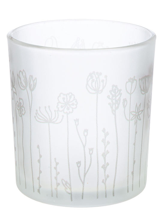 ArteLibre Flower Σετ Κηροπήγια Γυάλινα σε Λευκό Χρώμα 7x7x7εκ. 9τμχ