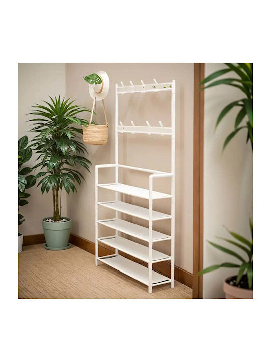 Ergorack Hallway Furniture with Hanger & Shoe Rack White 80x26x172cm