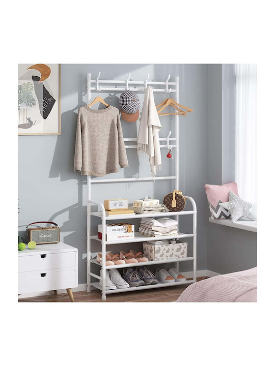 Ergorack Hallway Furniture with Hanger & Shoe Rack White 80x26x172cm