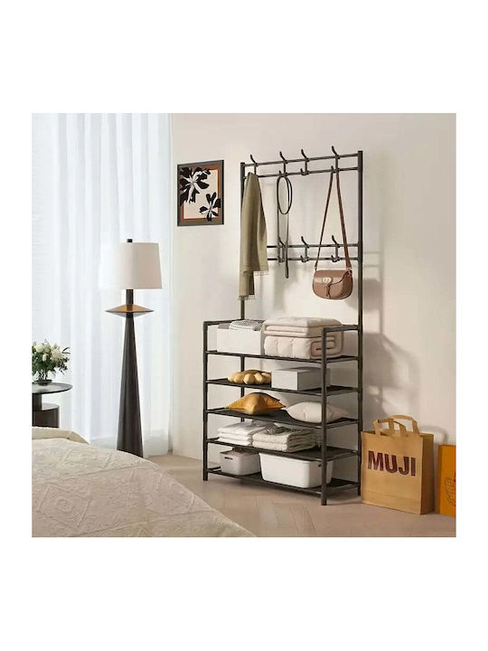 Ergorack Hallway Furniture with Hanger & Shoe Rack Black 80x26x172cm