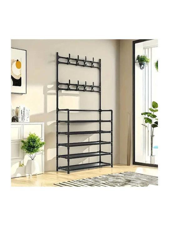 Ergorack Hallway Furniture with Hanger & Shoe Rack Black 80x26x172cm