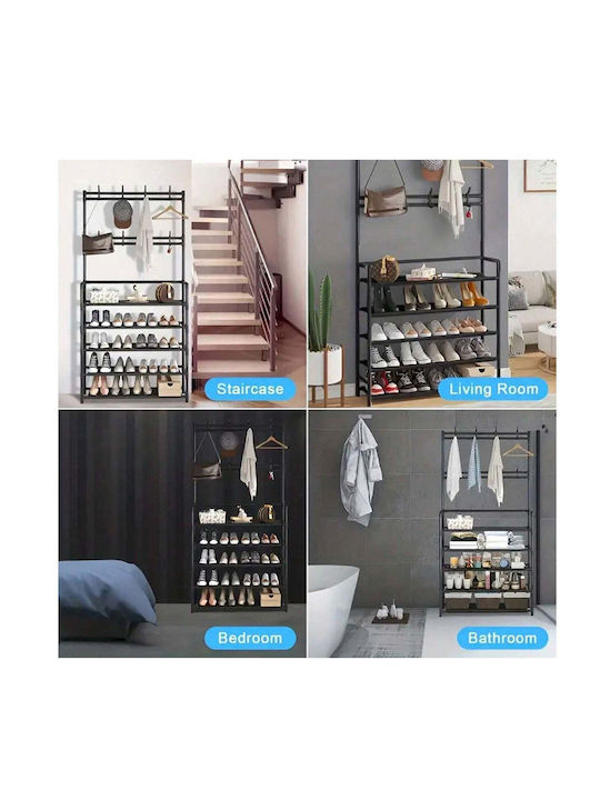Ergorack Hallway Furniture with Hanger & Shoe Rack Black 80x26x172cm