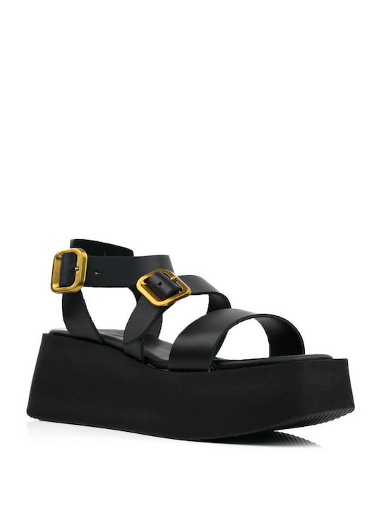 Black One-Piece Platforms with Gold Buckles