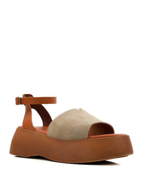 Beige Flatforms Wide Front Strap