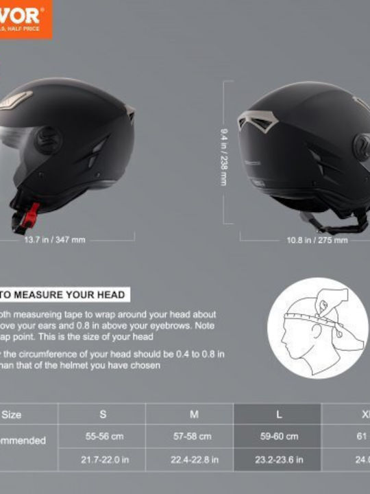 Vevor Motorcycle Helmet Full Face ECE 22.06 1250gr