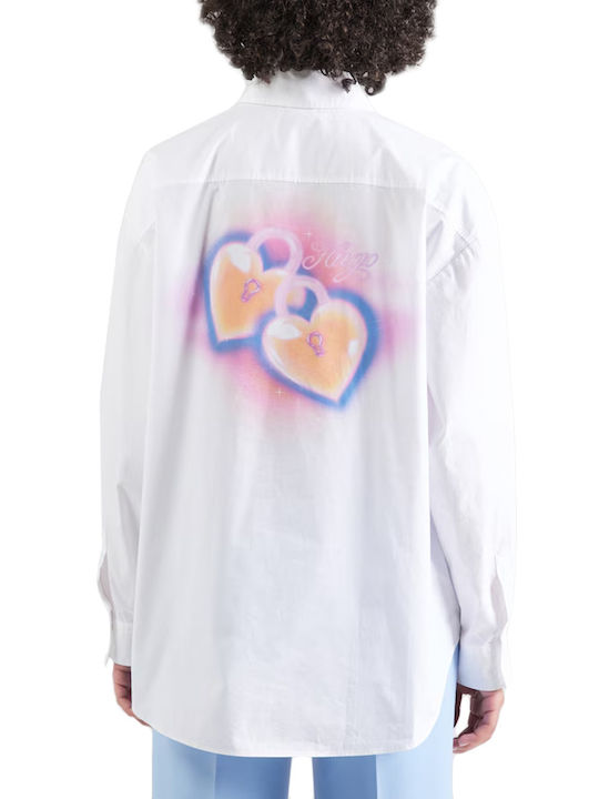 Women's Long Sleeve Shirt White - Purple - Orange