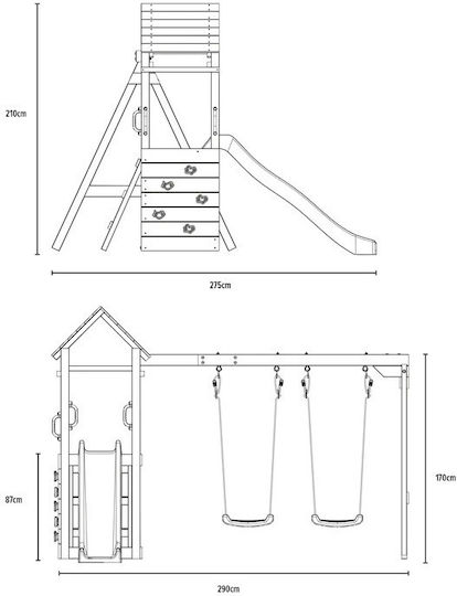 Tp Toys Holzturm mit Kletterfläche Braun