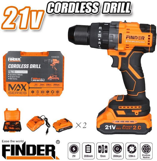 Finder Percussive Drill Driver Battery 21V 2x2Ah 198335