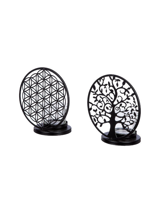 ArteLibre Lebensbaum Und Blume Set Suporturi Lumanari Din Sticlă