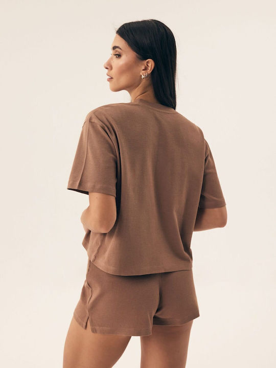 Henderson Sommer Damen Pyjama-Set Braun Nilsa