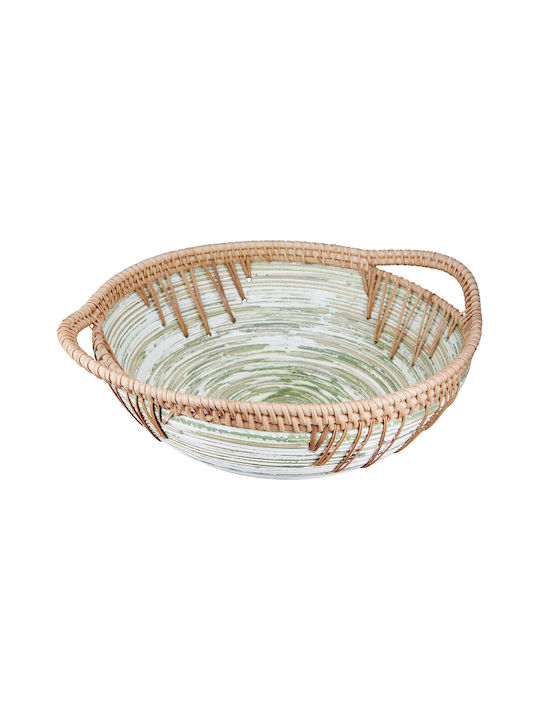 ArteLibre Fortaleza Διακοσμητικό Μπωλ Rattan Εκρού 35x30x11cm