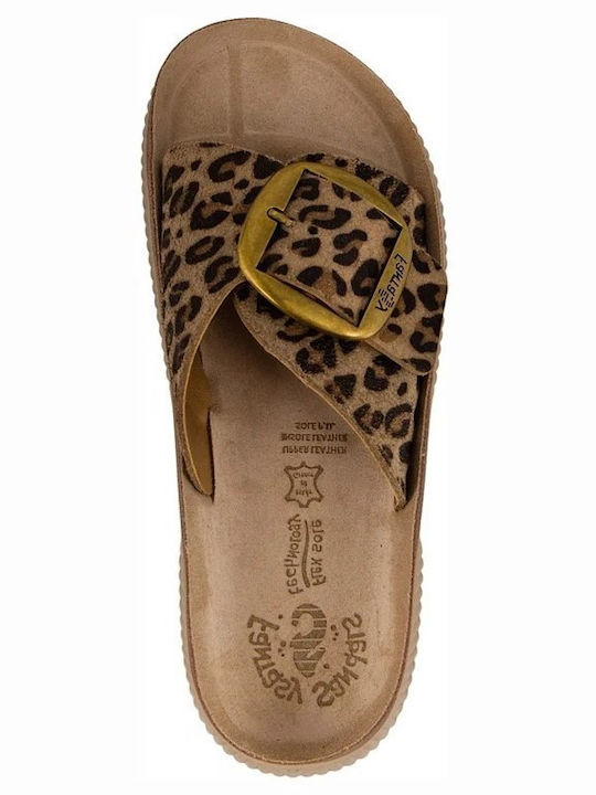 Beatrice Leather Women's Anatomic Sandals Moka Leopard