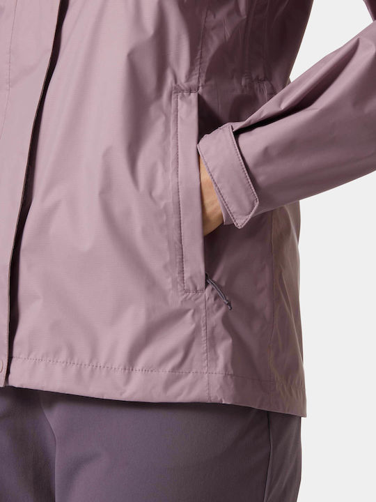 Loke Women's Short Sports Jacket for Winter with Hood Purple