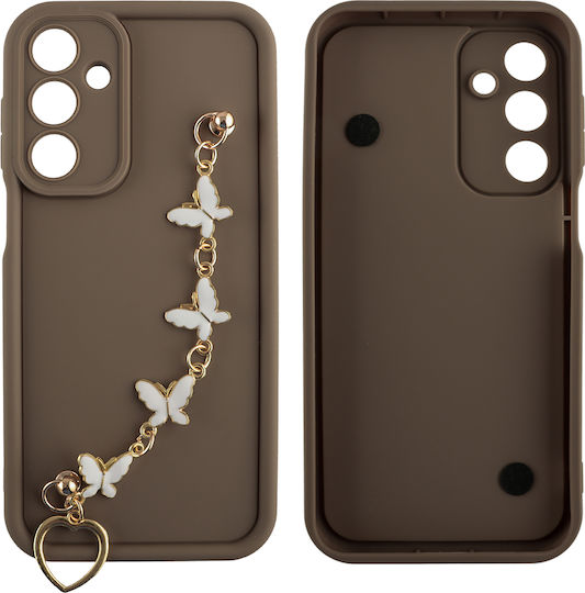 Volte-Tel Butterflies Strap Umschlag Rückseite Silikon mit Band Braun (Galaxy A16)