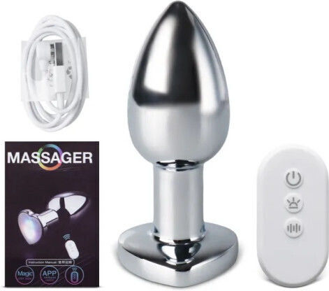 Anal Plug with Wireless Functionality and Vibration Silver 5cm