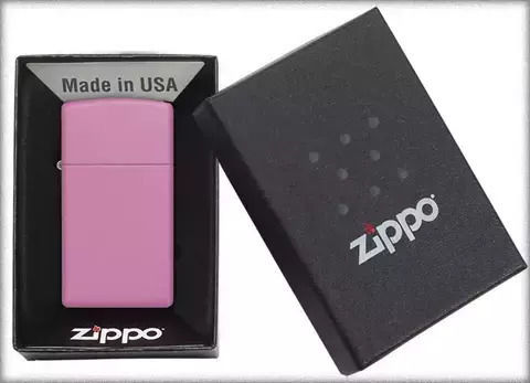 Zippo Slim Pink Matte Αντιανεμικός Αναπτήρας Φλόγας σε Ροζ χρώμα