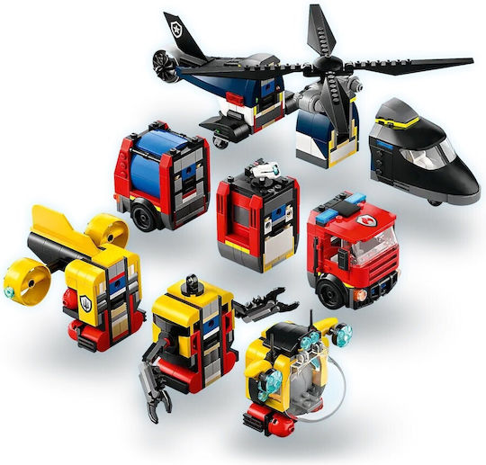 LEGO Lego-Stadt Hubschrauber Feuerwehrauto und U-Boot für 7+ Jahre 874 Stück