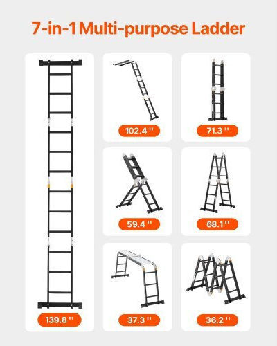 Vevor Multipurpose Ladder 4x3 with Maximum Height 3.7m