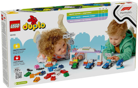 LEGO Duplo Town F1 Team Mașini de Curse și Piloți pentru 2+ Ani 70 Bucăți