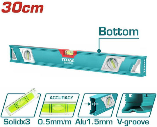 Total TMT23086 Spirit Level Aluminum 30cm with 3 Eyes