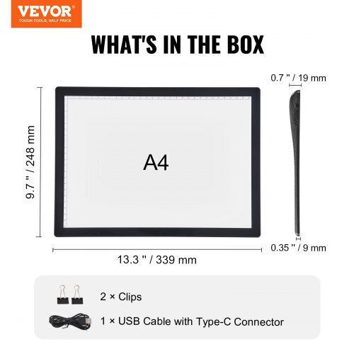 Vevor Rechargeable LED Light Pad A4 Adjustable Brightness 5 Levels Tracing Dxa4cds00000tpibxv9