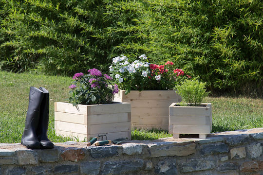 Woodware Γλάστρα Ξύλινη Μπεζ 40x40x40εκ.