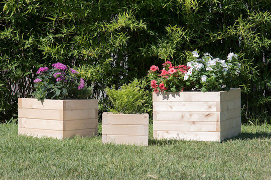 Woodware Γλάστρα Ξύλινη Μπεζ 50x50x50εκ.