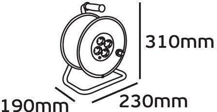 VK Lighting Extension Reel Cord 3 x 1.5mm²/25m Black