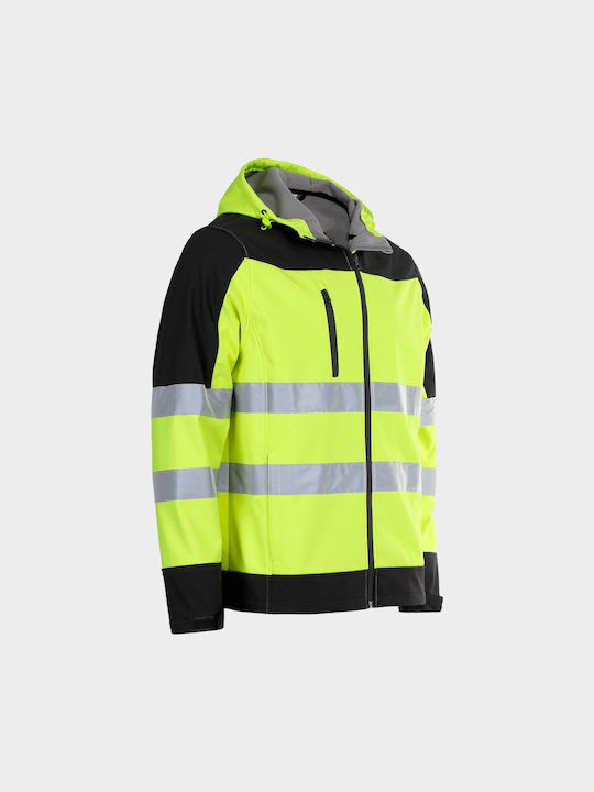Stenso Nobel Work Fleece Jacket Reflective Softshell with Hood Yellow