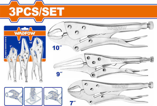 Wadfow Grip Pliers Straight Length 177.8mm 3pcs