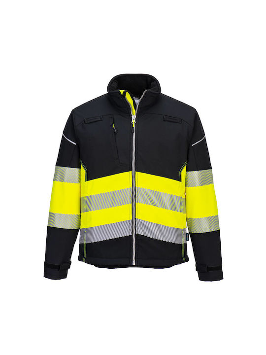 Portwest Μπουφάν Εργασίας Ανακλαστικό Softshell Μαύρο