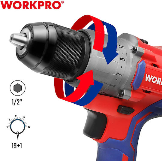 WorkPro WP390008 Akkuschrauber Batteriebetrieb Brushless 20V 2x4Ah