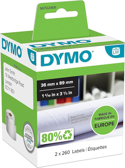 Dymo Selbstklebende Etikettenrollen 89x36mm 2Stück