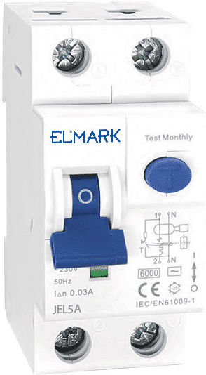 Elmark Ρελέ Ράγας Διαρροής 10A Διπολικό με Τάση 240V