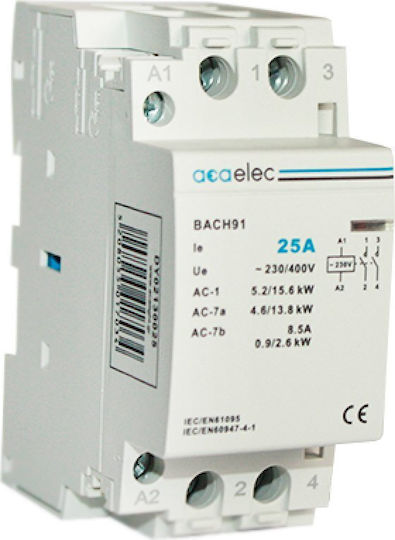 Aca Ρεле за фаза Захранване 25Спецификация Двуполюсно с Напрежение 230V 2M 25А 2НО