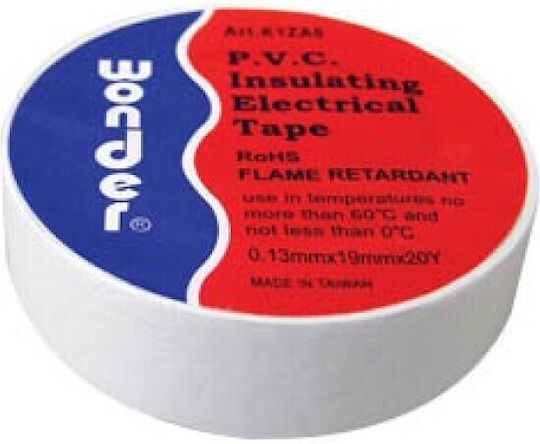 Wonder Insulation Tape 19mm x 20m PVC White K1ZA0 White