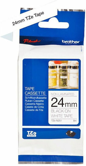 Brother TZEN251 Ταινία Ετικετογράφου 8m x 24mm σε Λευκό Χρώμα Συμβατή με Brother TZe/TZ