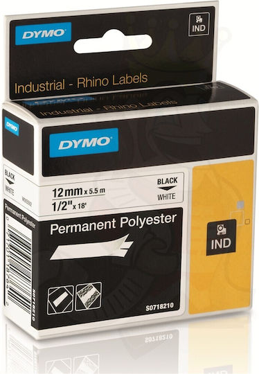 Dymo IND Permanent Polyester Bandă Pentru Etichetări 5.5m x 12mm În Culoare Albă