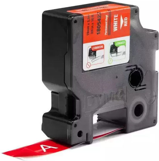Dymo Label Maker Tape 5.5m x 19mm in Red Colour Compatible Series with Dymo D1 Dymo Rhino/IND