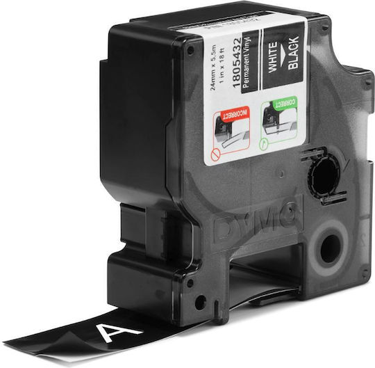 Dymo Label Maker Tape 5.5m x 24mm in Black Colour Compatible with Dymo Rhino/IND