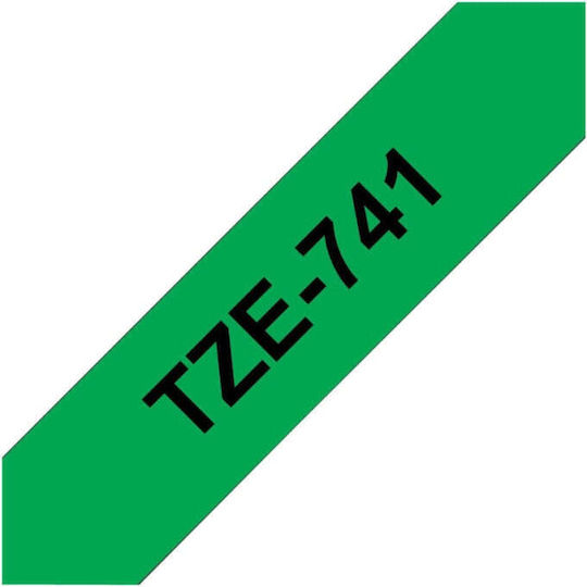 Brother TZe-741 Bandă Pentru Etichetări 8m x 18mm Verde Culoare Full Face Serie Compatibilă Cu Brother TZe/TZ
