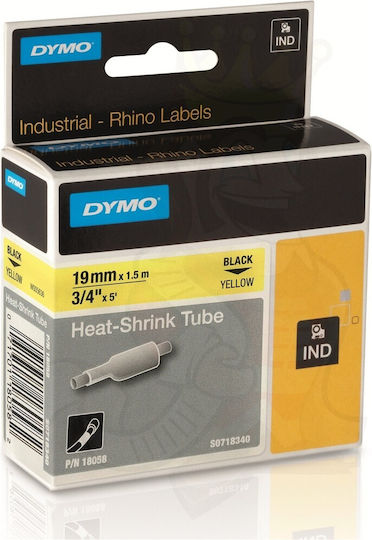 Dymo 18058 Label Maker Tape 1.5m x 19mm in Yellow Colour Compatible with Dymo Rhino/IND
