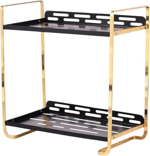 Επιδαπέδια Ραφιέρα Μπάνιου Μεταλλική 28x27.5x14.5cm Χρυσή