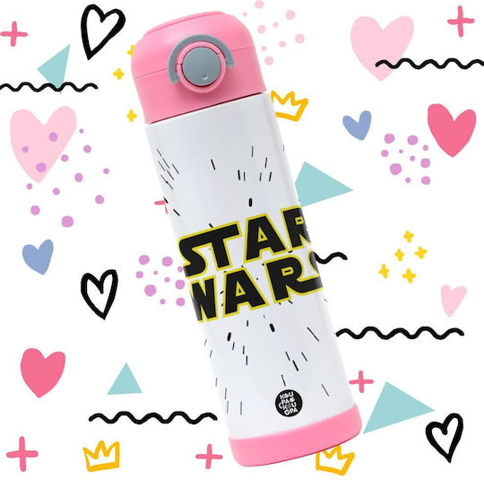 Koupakoupa Star Wars Sticlă Pentru Copii Star Wars Din Oțel Inoxidabil Cu Pai Roz 500ml