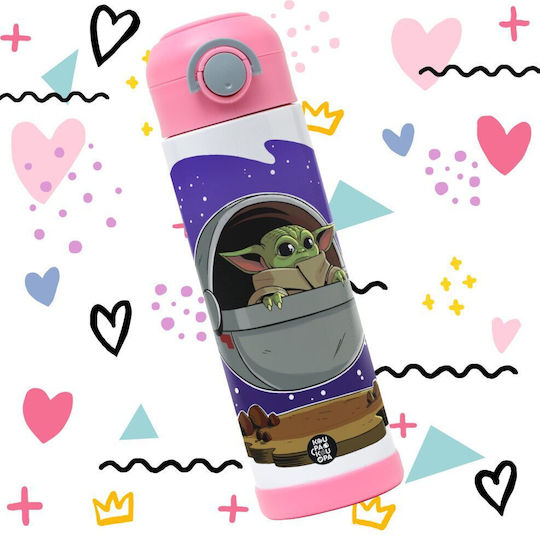 Koupakoupa Kids Water Bottle Star Wars Stainless Steel with Straw Pink 500ml