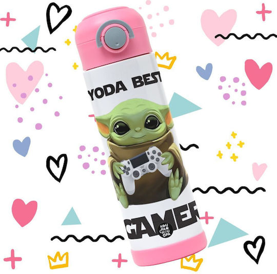 Koupakoupa Най-добра Детска Бутилка За Вода Star Wars Неръждаема Стомана със Сламка Розова 500мл